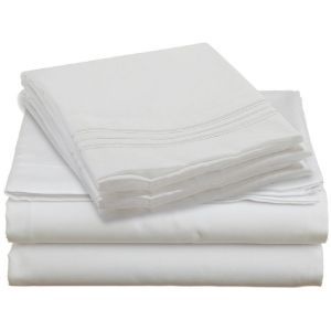 Best decorating blogs - Clara Clark 1800 Piping Sheet Set - Queen Size Bed Sheet Set White.jpg